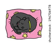 Cute Doodle Cat Sleeps On The...