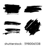 set of black paint  ink brush... | Shutterstock .eps vector #598006538