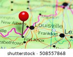 Small photo of Fort Knox pinned on a map of Kentucky, USA