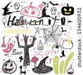 set of halloween doodles | Shutterstock .eps vector #154600952