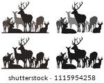 silhouettes of a herd of deer.... | Shutterstock .eps vector #1115954258