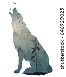 silhouette of the howling wolf. ... | Shutterstock .eps vector #646929025