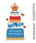 cake to queen jubilee. 'god... | Shutterstock .eps vector #2132257725