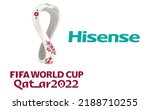 Small photo of Kiev, Ukraine - January 6, 2022: FIFA Qatar 2022 official logo printed on paper and placed on white. FIFA World Cup is the most famous football tournament in the world.