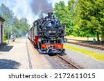 old steam locomotive on narrow... | Shutterstock . vector #2172611015