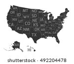 map of usa with state... | Shutterstock .eps vector #492204478