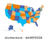 political map of usa  united... | Shutterstock .eps vector #664895038