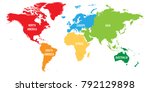 world map divided into six... | Shutterstock .eps vector #792129898
