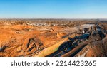 Small photo of Industrial open pit raw materials mine in Broken Hill silver city of Australia - elevated aerial cityscape to line of Lode memorial.