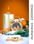 christmas decorations   clock... | Shutterstock . vector #220334422