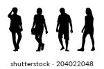 black silhouettes of young... | Shutterstock . vector #204022048