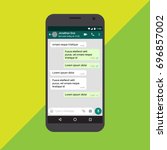 mobile chat screen app ... | Shutterstock .eps vector #696857002
