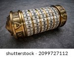 Small photo of goals word as a password to combination puzzle box with rings of letters, cryptography and goal setting concept