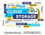 cloud storage concept on white... | Shutterstock .eps vector #1070083292
