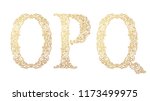 gold font type letter o  p  q ... | Shutterstock .eps vector #1173499975