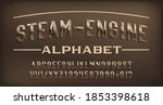 steam engine alphabet font.... | Shutterstock .eps vector #1853398618