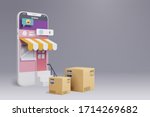 online shopping by smart phone  ... | Shutterstock .eps vector #1714269682