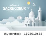 paper art of sacre coeur... | Shutterstock .eps vector #1923010688