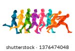 running marathon  people run ... | Shutterstock .eps vector #1376474048