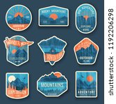 set of nine mountain travel... | Shutterstock .eps vector #1192206298