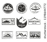 set of nine mountain travel... | Shutterstock .eps vector #1198644772