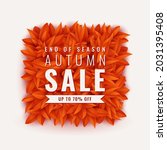 autumn sale banner with leaves. ... | Shutterstock .eps vector #2031395408