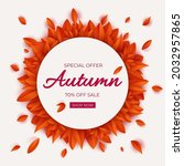 autumn vector sale round banner ... | Shutterstock .eps vector #2032957865