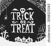hand drawn halloween trick or... | Shutterstock .eps vector #2038225262