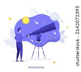 Astronomer Observing Sky With...