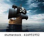 Pirate Ship On The High Seas....