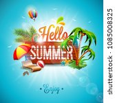 vector hello summer holiday... | Shutterstock .eps vector #1085008325