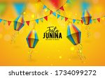 festa junina illustration with... | Shutterstock .eps vector #1734099272