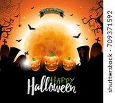happy halloween vector... | Shutterstock .eps vector #709371592