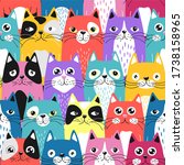 funny cartoon cats. seamless... | Shutterstock .eps vector #1738158965