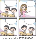 primary school four frame comic ... | Shutterstock . vector #1725368848
