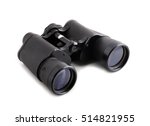 Black binoculars isolated on white background.