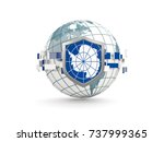 globe and shield with flag of... | Shutterstock . vector #737999365