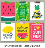 vector set of bright summer... | Shutterstock .eps vector #385016485