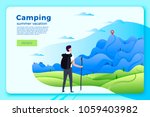 vector bright camping banner... | Shutterstock .eps vector #1059403982