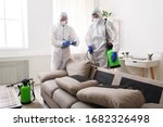 Home disinfection by cleaning service, surface treatment from coronavirus, steam disinfection