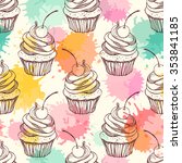 Seamless Pattern With Cupcakes. ...