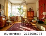 Living room full of antique furnitre, house interior design
