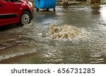 Water Flows Out Of Road Sewage...