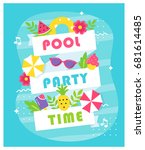 summer pool or beach party... | Shutterstock .eps vector #681614485