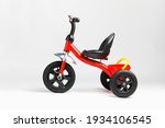 Kids tricycle red bike on white ...