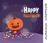 halloween invitation card. cute ... | Shutterstock .eps vector #1450994198