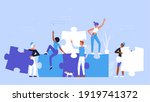 people building creative puzzle ... | Shutterstock .eps vector #1919741372