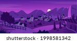 night town or village in purple ... | Shutterstock .eps vector #1998581342