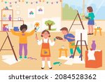 children painting on art class... | Shutterstock .eps vector #2084528362