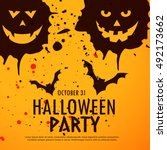 halloween party grunge... | Shutterstock .eps vector #492173662